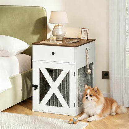 Dog Crate Furniture with Charging Station and Storage Drawers, view 5