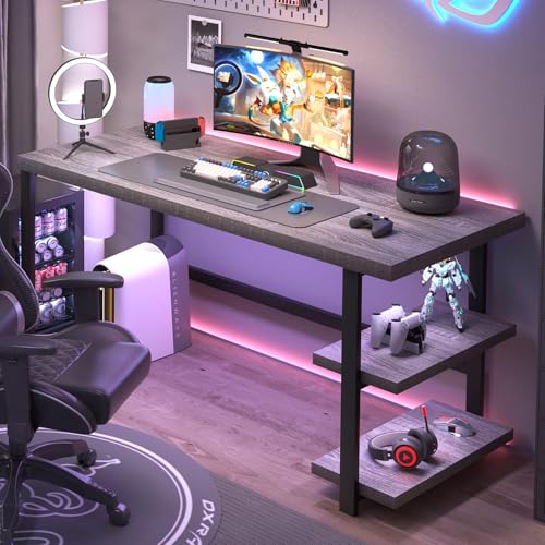 Computer Desk, Modern Home Office Desk with Shelves, view 4