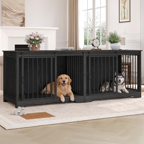 77.6" Double Dog Crate Furniture, Dog Crates for 2 Dogs, view 2
