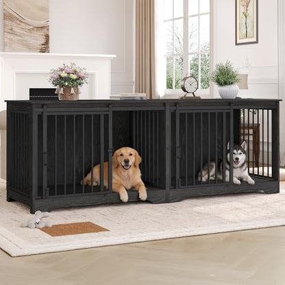 77.6" Double Dog Crate Furniture, Dog Crates for 2 Dogs, view 2
