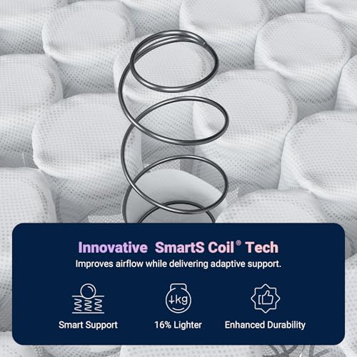 Twin Mattress, 10 Inch Twin Size Mattress in a Box, Medium Firm Hybrid Mattresses with Smarts™ Coil and Gel Memory Foam for Cool Night Sleep & Pressure Relief, CertiPUR-US Certified