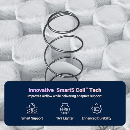 Twin Mattress, 10 Inch Twin Size Mattress in a Box, Medium Firm Hybrid Mattresses with Smarts™ Coil and Gel Memory Foam for Cool Night Sleep & Pressure Relief, CertiPUR-US Certified