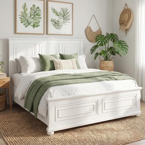 Wood Bed Frame Queen with Tall Headboard & Footboard, view 2