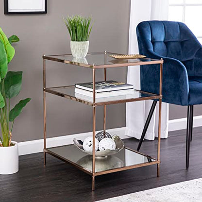 Knox Side Table - Copper - Transitional Design, Metal and Glass - Ideal for Living Room, Bedroom (OC2204)