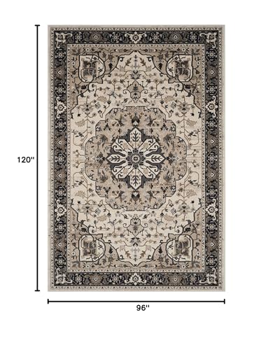SAFAVIEH Lyndhurst Collection Area Rug - 8' x 10', Cream & Navy, Traditional Oriental Design, Non-Shedding & Easy Care, Ideal for High Traffic Areas in Living Room, Bedroom (LNH334K)