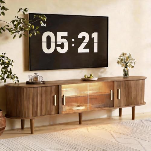 70" Fluted TV Stand with LED Lights for TVs up to 75 Inch, view 2