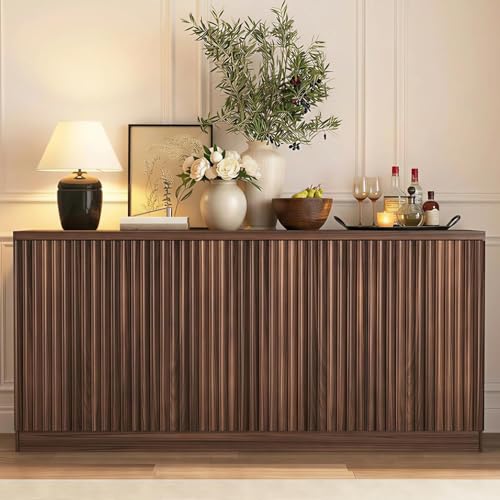 63" Sideboard Buffet Cabinet, Fluted TV Stand for 65 inch TV, view 2
