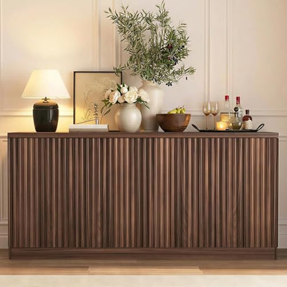 63" Sideboard Buffet Cabinet, Fluted TV Stand for 65 inch TV, view 2
