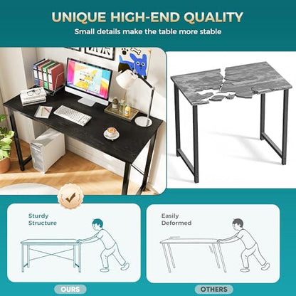 44 Inch Computer Office Desk for Small Spaces, Writing Gaming Work Desk Modern Study Table with Metal Frame Home Bedroom, Black