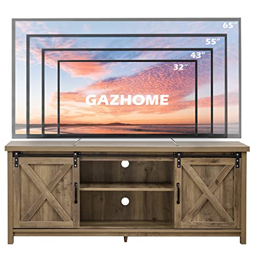Farmhouse TV Stand with Sliding Barn Doors, view 5