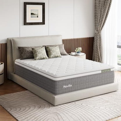 14 Inch Queen Size Mattress,Hybrid Queen Mattress with Gel Memory Foam, Cool-to-Touch Nylon Blend & Pocketed Coils for Adaptive Body Support & Motion Isolation CertiPUR-US Certified
