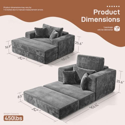 Oversized Chaise Lounge Chair with Ottoman Indoor, 82" Sofa Chair Bed, view 4