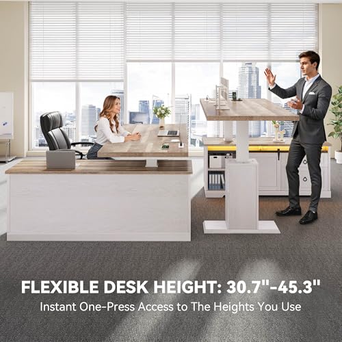 L Shaped Standing Desk with Power Outlets & LED Lights, view 6