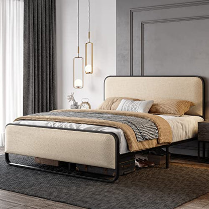 Metal Queen Bed Frame in Cream, view 4