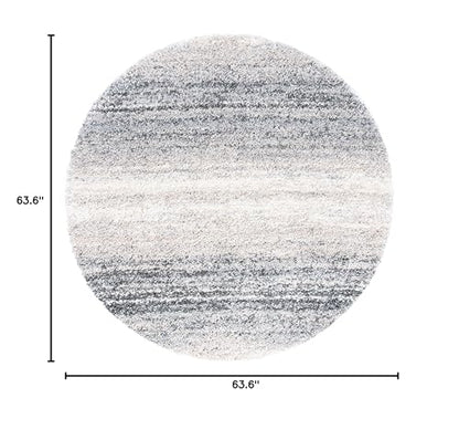 SAFAVIEH Fontana Shag Collection Area Rug - 5'3" Round, Ivory & Grey, Modern Design, Non-Shedding & Easy Care, 2-inch Thick Ideal for High Traffic Areas in Living Room, Bedroom (FNT852A)
