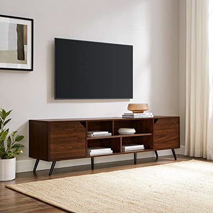 Nora Modern Minimal Open-Shelf TV Stand for TVs up to 80 Inches, 70 Inch, Dark Walnut