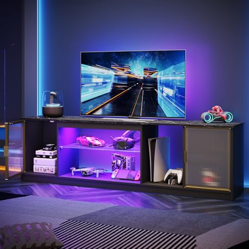 Black Marble RGB LED TV Stand for 65-75 Inch TV, view 9