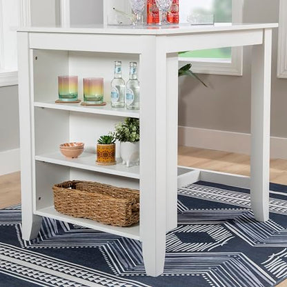Powell Conolly White Counter Height Space Saving Dining Table with Storage Shelves
