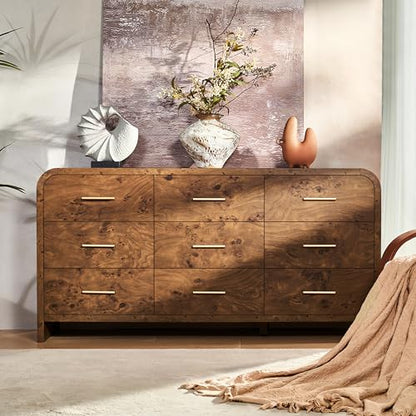 Curved 9-Drawer Dresser for Bedroom, 63" Wide Modern Chest of Drawers, view 6