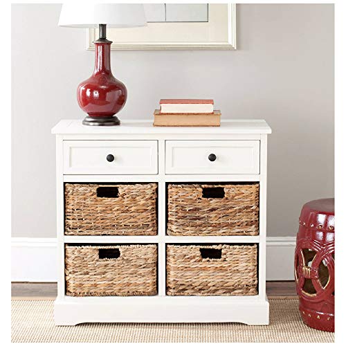 SAFAVIEH Furniture - Herman 2-Drawer Storage Unit - Distressed Cream - Solid Wood - Classic Storage Design - Ideal for Living Room, Entryway, 29" W x 13" D x 27.5" H - Fully Assembled (AMH5702C)