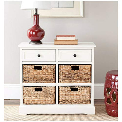SAFAVIEH Furniture - Herman 2-Drawer Storage Unit - Distressed Cream - Solid Wood - Classic Storage Design - Ideal for Living Room, Entryway, 29" W x 13" D x 27.5" H - Fully Assembled (AMH5702C)
