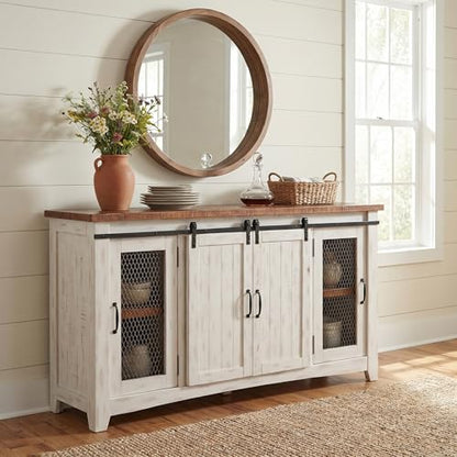 Martin Svensson Home Rustic 65" Wood Entertainment Center, White and Honey, view 5