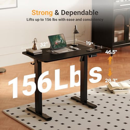 Electric Standing Desk, 32x19 Inch, Black, view 4