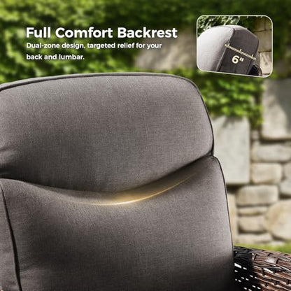 Luxury Outdoor Swivel Rocker Patio Chairs with 6-Inch Thick Cushions, High Back Swivel Glider Patio Chairs, 3PCS Wicker Outdoor Furniture Set for Porch, Patio, Yard, Deck, Poolside, Brown/Grey