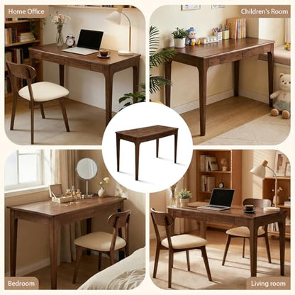 47" Solid Wood Desk, Office Executive Desk w/ 2 Drawers, Walnut, view 6