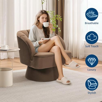 Swivel Accent Chair with Armrests, 360° Mid Century Modern Swivel Barrel Chair, view 6