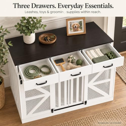 Furniture Dog Crate for Medium or 2 Small Dogs, Wooden Kennel, view 6