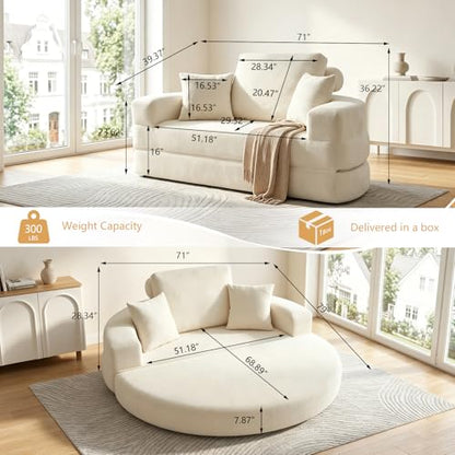 79" Foldable 2-in-1 Oversized Round Chaise Lounge, view 3