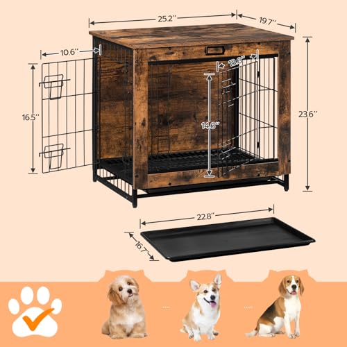 Dog Crate Furniture, 25.5" Small Dog Kennel Indoor, view 4