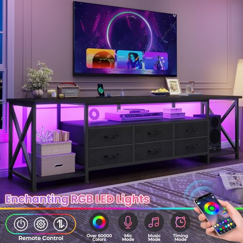 TV Stand with LED Lights & Power Outlets, for TVs up to 85 Inches, view 4