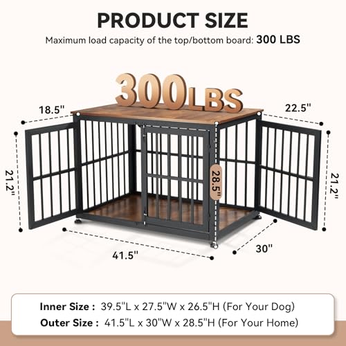 42 Inch Heavy Duty Dog Crate Furniture for Large and Medium Dogs, view 3