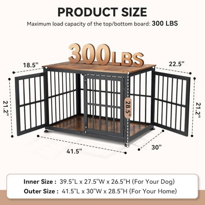 42 Inch Heavy Duty Dog Crate Furniture for Large and Medium Dogs, view 3
