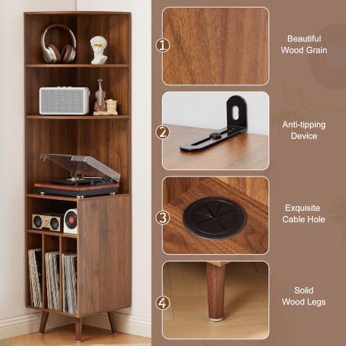 Corner Record Player Stand, 67'' Tall Turntable Stand Table, view 7