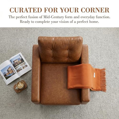 Mid Century Modern Caramel Brown Leather Armchair, view 7