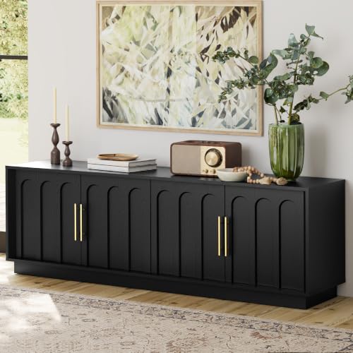 67" Modern TV Stand for 75 Inch TV Living Room, Black, view 2