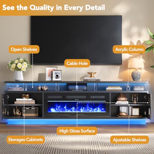 MXV 80" Fireplace TV Stand for TVs Up to 90", view 5