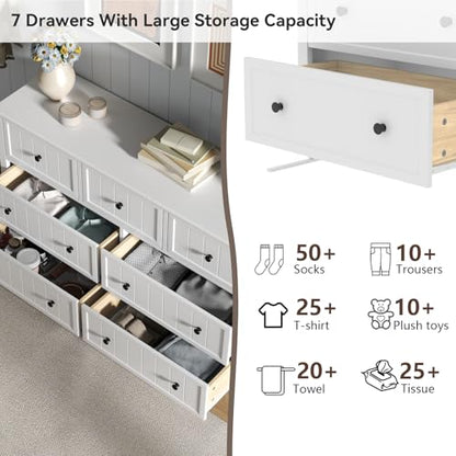 Farmhouse 10 Drawers Dresser for Bedroom, White Dresser Chest of Drawers, view 5