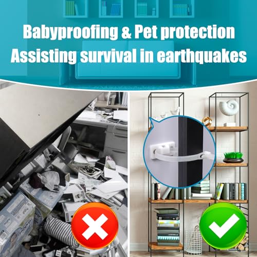12 Pairs Furniture Anchors for Baby Proofing Anti Tip Child Safety Cabinet Straps to Help Furniture Secure to Wall Baby Proof Anchoring Kit for Shelf & Dresser to Protect Toddler Kid Pet Adjustable