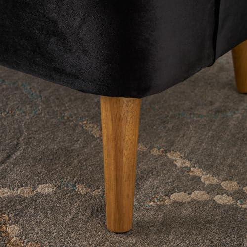 Velvet Accent Chair,Modern Lounge Living Room Chairs with A Curved Backrest and Iconic Splayed Legs,Seating Furniture for Bedroom,Black