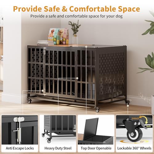 48" Heavy Duty Dog Crate Furniture, Wooden Dog Crates for Large and Medium Dogs, view 6