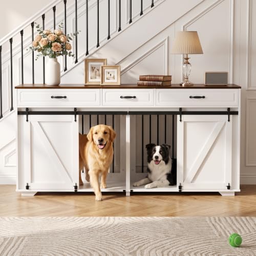 Double Dog Crate Furniture, 71" TV Stand Kennel for 2 Dogs, view 2