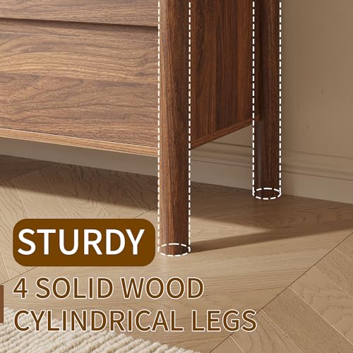 47.2" Wide Walnut 6 Drawer Dresser for Bedroom with Solid Wood Legs, view 5