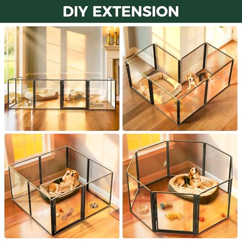 AuraSpace Pro Clear Acrylic Indoor Dog Playpen, 32" H, 8 Panels, view 7