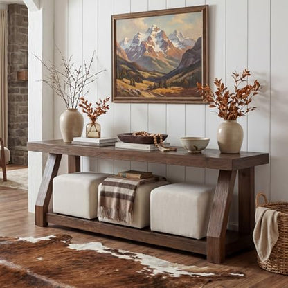 63" Solid Wood TV Stand, 2-Tier Media Console with Open Storage, view 3