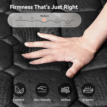Twin Mattress 10 Inch - Twin Size Memory Foam Mattress in a Box with Individually Pocket Spring, Hybrid Gel Foam Mattresses Medium Firm, Fiberglass Free, Pressure Relief for All Sleep Positions, Black