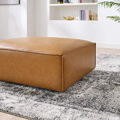 Restore Vegan Leather Sectional Sofa Ottoman in Tan